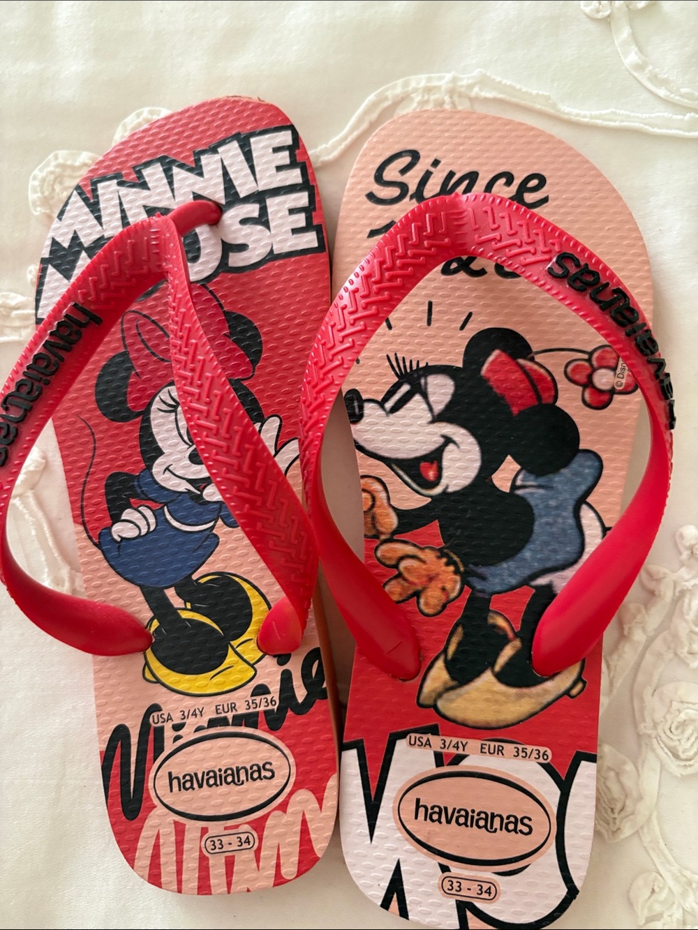 Havaianas Kids Minnie Mouse Pink and Red Flip Flops
